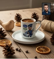 Kişiye Özel Kişiye Özel Karikatürlü Erkek Polis Türk Kahvesi Fincanı Polisler Günü Hediyesi