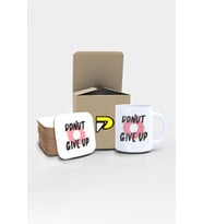 Donut Give Up Komik Tasarımlı Baskılı Kupa Bardak Seti