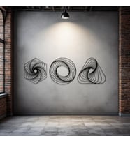 Metal Geometrik Duvar Dekoru Seti – Modern Minimalist 3 Parça Ev Ofis Aksesuarı Duvar Süsü (Siyah)