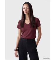 LCW EVERYDAY Bordo V Yaka Soft Touch Kadın Tişört