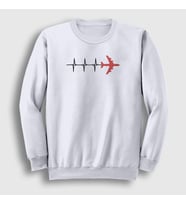 Presmono Unisex Beyaz Heartbeat Pilot Airplane Uçak Sweatshirt 403363tt (Beyaz)
