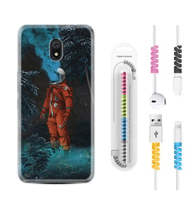 Xiaomi Redmi 8A 8 Pro 9C 9T 10C 11T Pro Kılıf Kablo Koruma Spiral Silikon Astronot Smoke 1769