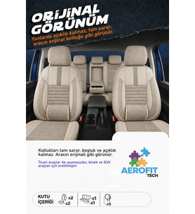 Peugeot 1007 Phantom Bej Tay Tüyü Oto Koltuk Kılıfı Tam Set -Ortopedik-Kolay Montaj-Terletmez 2005-2009