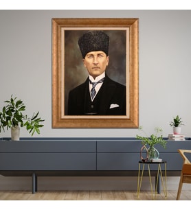 Altın Varaklı Paspartulu Çerçeveli Tablo hb955