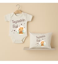 Pia Baby B21 %100 Pamuk Teyzesinin Balı Yazılı Tasarlanabilir Bebek Body Ve Yastık Kılıfı (Ekru)