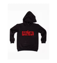Batman baskılı kapüşonlu pamuklu kumaş çocuk sweatshirt (Siyah)