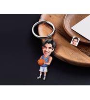 BK Gift Kişiye Özel Erkek Basketbol Karikatürlü Ahşap Anahtarlık-6 Sevgiliye Hediye, Arkadaşa Hediye, Doğum Günü Hediyesi