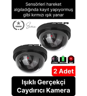 2 Ad. Caydırıcı Dome Güvenlik Kamerası Led Işıklı Hırsız Sensörlü Apartman Yazlık Maket Ev