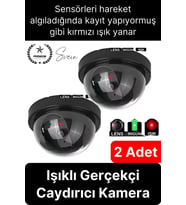 2 Ad. Caydırıcı Dome Güvenlik Kamerası Led Işıklı Hırsız Sensörlü Apartman Yazlık Maket Ev