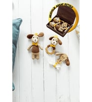 Köpek Amigurumi Emzik Zinciri Uyku Arkadaşı Diş Kaşıyıcı Set Ahşap Kutulu