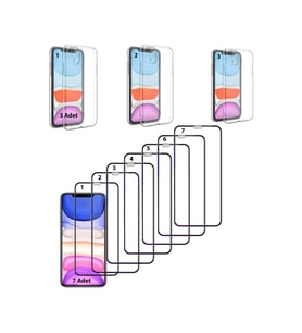 10 Adet Apple Uyumlu iPhone 11 Ekran Koruyucu + Şeffaf Kılıf Set 7 Koruyucu + 3 Kılıf