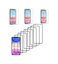 10 Adet Apple Uyumlu iPhone 11 Ekran Koruyucu + Şeffaf Kılıf Set 7 Koruyucu + 3 Kılıf