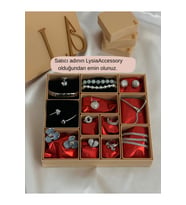 12’li Advent Calender Hediye Seti - 12 Adet Silver Renk Çelik Takı - Bej Renk Hediye Kutusu