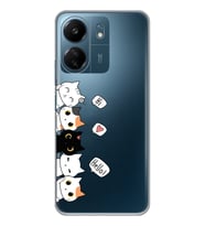 Xiaomi Redmi 13C Uyumlu Kedi Karakterler Tasarımlı Şeffaf Telefon Kılıfı