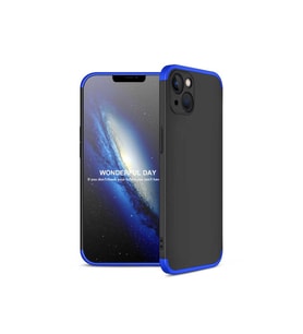 Apple iPhone 13 Uyumlu Kılıf Zore Ays Kapak (Siyah-Mavi)