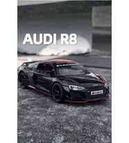 Siyah Işıklı Sesli 1:24 Ölçek İnce Detay Açılır Kapı Audi R8 V10 Premium Model Araba