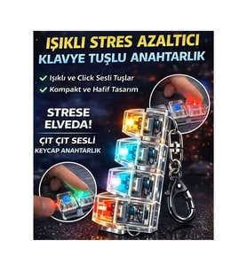 Karışık Renk Işıklı Klavye Anahtarlık Stres Giderici Oyuncak Ses Çıkaran Tırnak Yemeye Son (Çok Renkli)