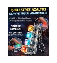 Karışık Renk Işıklı Klavye Anahtarlık Stres Giderici Oyuncak Ses Çıkaran Tırnak Yemeye Son (Çok Renkli)