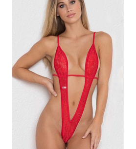 Mulvxbrf Brf02  Büyük Beden Kadın Kırmızı Dantel  Gecelik Babydoll (Mulvix)