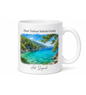 Marmaris Cennet Adası Turkuaz Koylar Çam Ormanı Temalı Baskılı Porselen Kupa Bardak Hediye