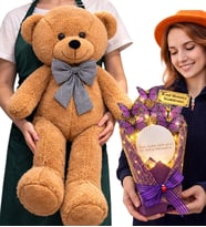 Kişiye Özel Tasarım Led Işıklı Aynalı Kelebek Buketi ve Kahve Peluş Ayıcık