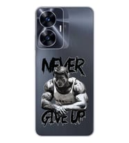 Realme C55 Uyumlu Arnold Fitness Never Give Up Desenli Şeffaf Telefon Kılıfı