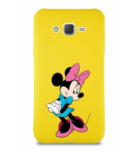 Samsung Galaxy J7 Soft Premier Kapak Minnie Mouse-F Tasarımlı Silikon Kılıf - Sarı (Şeffaf)