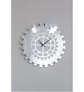 Modern Gümüş Güneş Duvar Saati Dekoratif Türk Rakamlı Mdf Üzeri Aynalı Pleksi 60x60 Cm