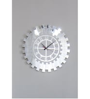 Modern Gümüş Güneş Duvar Saati Dekoratif Türk Rakamlı Mdf Üzeri Aynalı Pleksi 60x60 Cm
