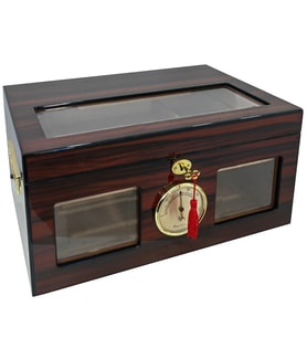 ispanyol Sediri Kahve 2 Katlı Camlı Özel Humidor Puro Kutusu rc48