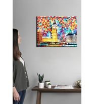 Renkli Dekoratif Big Ben Tarihi Londra Saat Kulesi Tablosu. Duvar Panoları: New York Retro Soyut Klasik Klimt Van Gogh Atatürk 50x35 no-7461