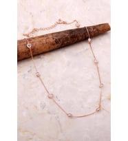 Sıra Taşlı Rose Gümüş Zincir 45 Cm Kolye 7083