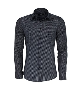 Lacivert Mini Kare Desenli Slim Fit Gömlek - Wessi (Mavi)