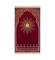 Bursa İpek Bordo Mandala Desen Kabartmalı Özel Dokuma Seccade