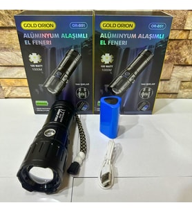 Gold Orion OR-B51 Taktik El Feneri – Güçlü Aydınlatma, Dayanıklı Tasarım!  6000 lümen