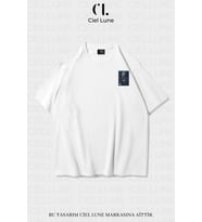Unisex Kadın Erkek Golden Ratio Baskılı Özel Tasarım Oversize T-shirt (Beyaz)