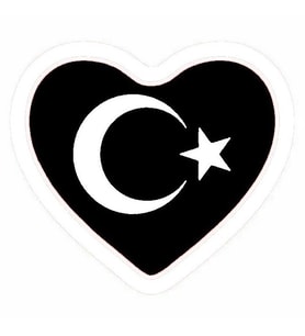 Miyrem Sticker Serisi Kalp Türk Bayrağı Motosiklet Siperlik Sticker (Siyah)