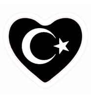 Miyrem Sticker Serisi Kalp Türk Bayrağı Motosiklet Siperlik Sticker (Siyah)