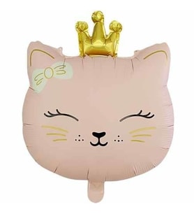 22" Folyo Balon Kedi Makaron Pembe