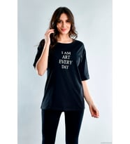 20021916 Süprem I Am Art Taş Baskılı Kısa Kol T-Shirt SIYAH (Siyah)