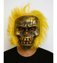 Wild Skull - Bakır Kafatası Sarı Saçlı İskelet Maske