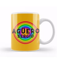 Sergio Agüero   Vintage Retro Rainbow Style Kupa Bardak Porselen
