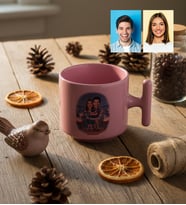 Kişiye Özel Karikatürlü Kuğular ve Aşıklar T Pastel Kupa Sevgililer Günü Hediyesi