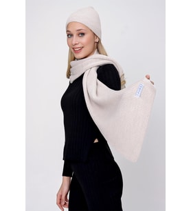 Chuba Kadın Selanik Triko Atkı Ve Bere Takım Bej 22WK270  