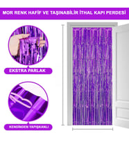 Mor Renk Ekstra Metalize Parlak Saçaklı Arka Fon Perde İthal A Kalite 1x2 Metre (5343)
