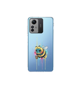 Redmi Note 12S ile uyumlu Splash arı tasarımlı şeffaf silikon kılıf