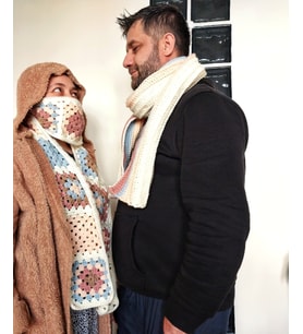 El Yapımı Hediyelik Yünlü Atkı , Tığ İşi Unisex Atkılar , Sevgililer için Çift Atkıları