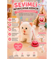 Sevimli Hareketli Sesli Kedi Köpek Oyuncak – Yürüyen, Müzikli, Ses Taklitli, Kuyruk Sallayan Peluş Oyuncak