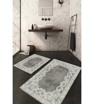 Dijital Baskılı Kaymaz Taban Yıkanabilir 2'li Klozet Takımı Banyo Paspası NDKZ-HT-1378 (Gri)