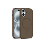 Coverzone ?phone 16 ile Uyumlu Kadife ?� Y�zeyli Premium Silikon K?l?f MagSafe ile Uyumlu Kablosuz ?arj Destekli Darbe Emici Yumu?ak Dokulu Koruma Tasar?ml? Telefon K?l?f? Kahverengi